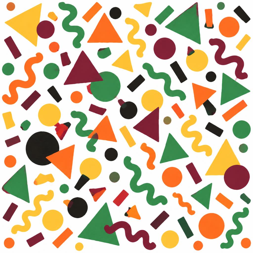 Cover art: confetti shapes in all of her colors on white