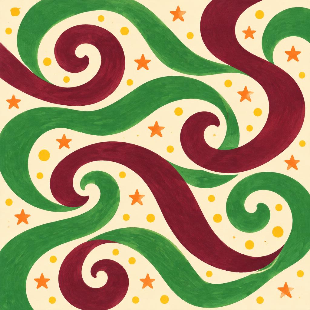 Cover art: green and maroon swirls with yellow stars